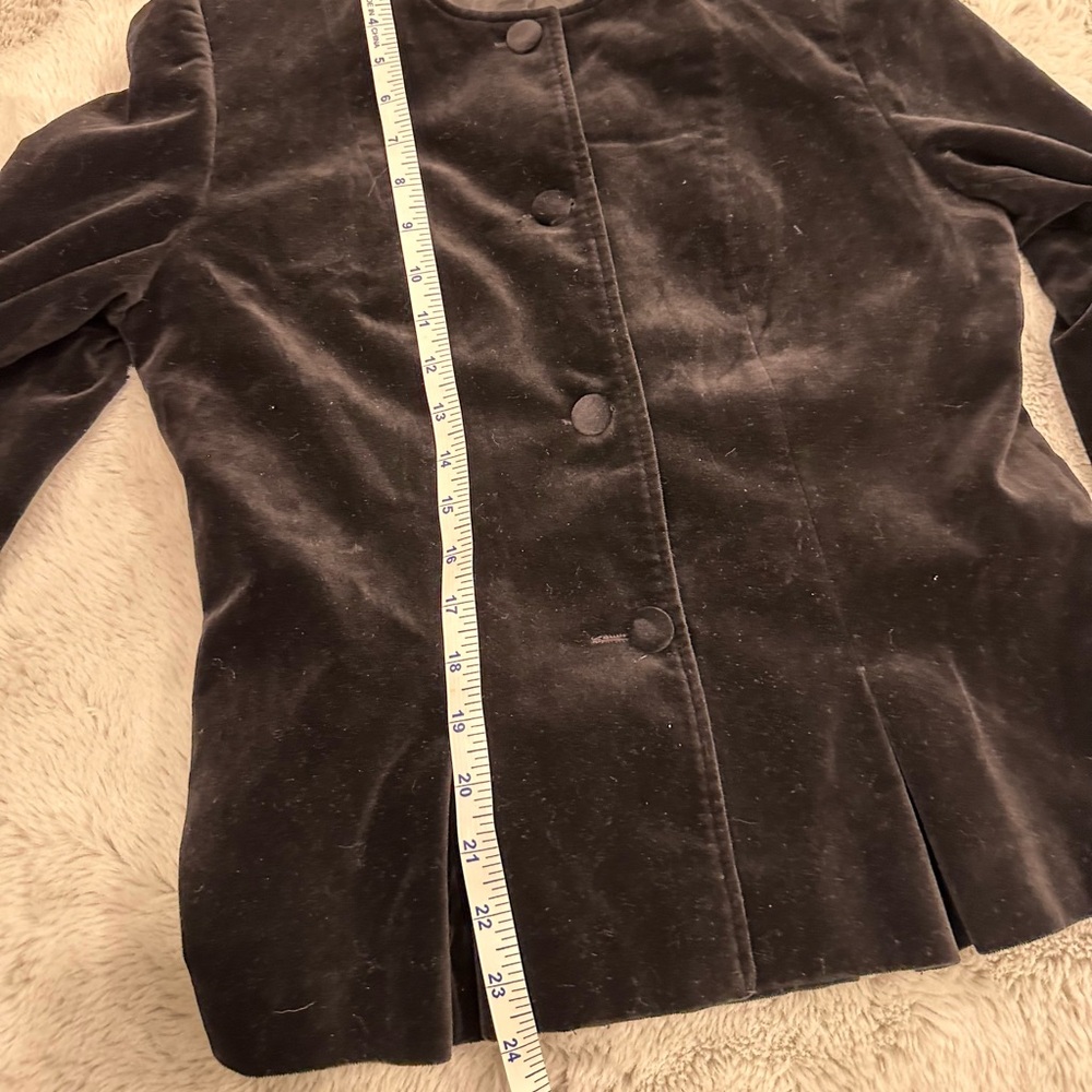 TanJay Black Velvet Minimalist Evening Blazer Jacket Medium Vintage Chic - Picture 7 of 7